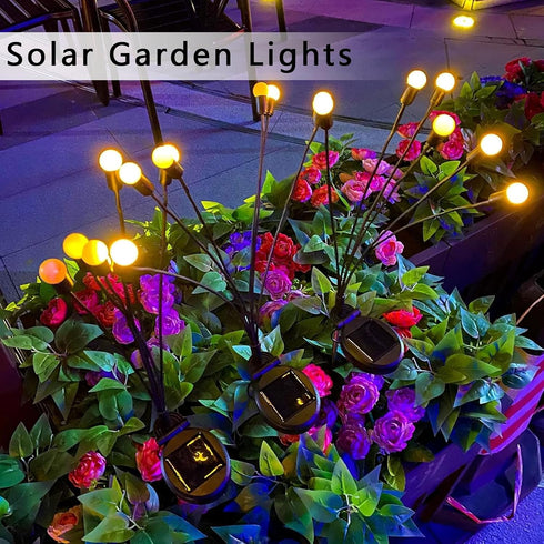 2 Pack Solar Garden Lights, 10 LED Solar Firefly Light Outdoor Waterproof, 8 Modes Solar Outdoor Lights, Swaying Solar Garden lights for Landscape...