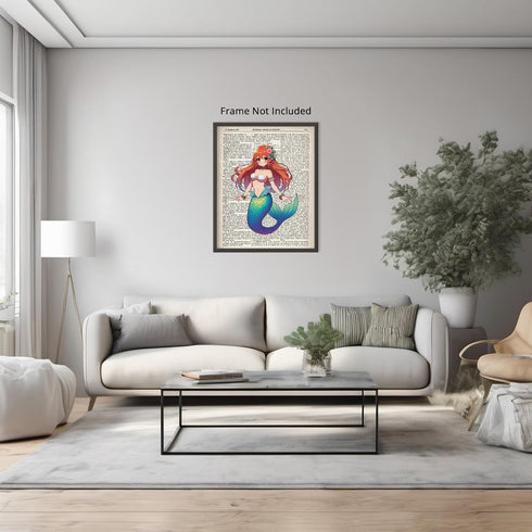 Posterizer 1 pcs-Cute Mermaid Dictionary Wall Art-Abstract & Modern Art-Movie & Cinema Art-Gift for Girls, Teens-Decor for nursery toddlers kids r...