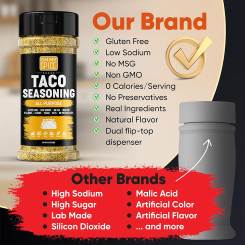 Taco Seasoning Mix All Purpose Blend - Gluten Free & Low Sodium Mexican Seasoning for Taco Tuesday Night. Everything Seasonings for Fajita & Burri...