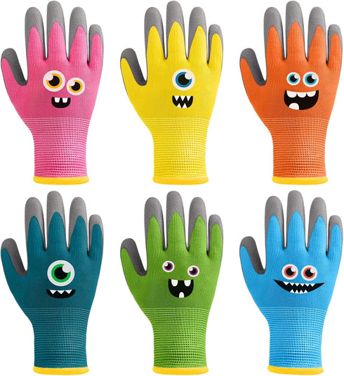 6 Pairs Kids Gardening Gloves Children Work Gloves Rubber Coated Garden Gloves for Kids Toddlers (Medium (Age 6-8))...