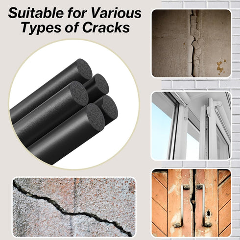 25FT Backer Rod 1/2 Inch Diameter Foam Caulk Concrete Expansion Joint Filler Black Rubber Caulk Saver Weather Stripping Concrete Filler Rope for G...