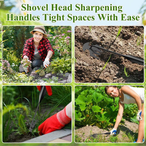Weeding Artifact Uprooting Weeding Tool, Manganese Steel Forged Weed Puller 4 Teeth Dual Purpose Weeder, Multifunctional Hand Weeder Tool, for Eas...
