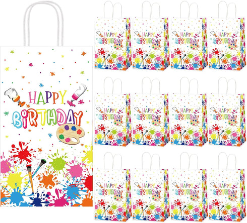 gisgfim 12 Pcs Premium Paint Art Party Bag Art Themed Birthday Party Painting Party Candy Favor Bags Supplies Gift Treat Bags Paint Party Supplies...