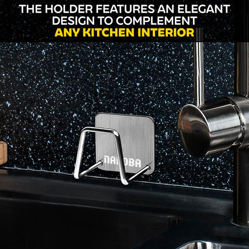 NADOBA Stainless Steel Sponge Holder for Kitchen Sink – Compact & Durable, Easy to Install, Keeps Sponge Dry, Saves Storage Space, Suitable for Me...