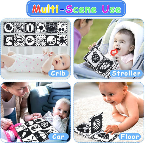 Newborn Toys Black and White Baby Toys 0-3 Months High Contrast Baby Toys for Newborn - High Contrast Baby Soft Book Infant Tummy Time Toys Crinkl...