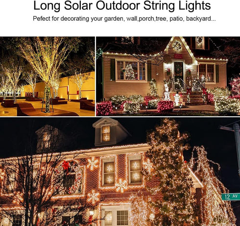 Solar String Lights Outdoor,100FT 300 LEDs Solar Fairy Lights,Waterproof Solar Powered Outdoor Lights 8 Modes for Patio, Gardens, Backyard,Tree,We...