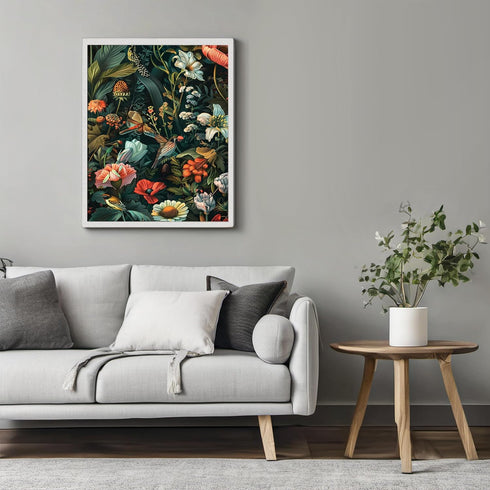 Posterizer 1 pcs-wild nature scene with birds and flowers-Floral & Botanical Art-Abstract & Modern Art-Decor for Home & Office- UNFRAMED Wall Art...