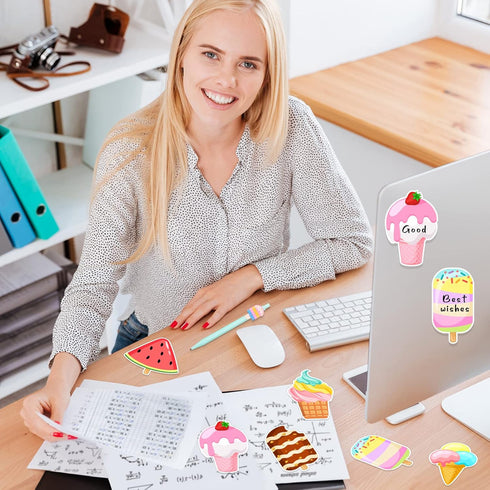 32Pcs Ice Cream Sticky Notes,640Sheet Summer Sticky Notepad Cute Fruit Note Pads Self Sticky Writing Memo Pads Page Marker Supplies Kids Adults Sm...