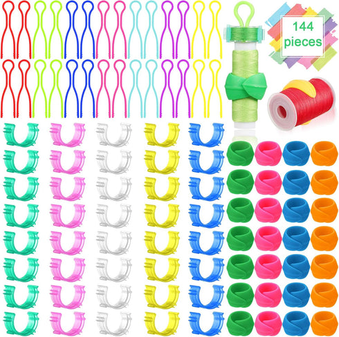 144 Pieces Bobbin Thread Buddies Set Includes 70 Bobbin Holder Clips Color Tool, 32 Spool Huggers, 42 Thread Holders for Spool Organizing...