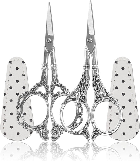 2 Pairs Crafting Scissors 4.5 Inch Sewing Scissors Small Sharp Craft Scissors with Leather Scissors Cover Embroidery Scissor Shears for Fabric Nee...