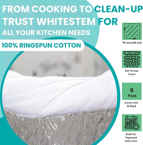 Flour Sack Kitchen Towels |Cotton Blank Towel | Tea Towel Crafting Embroidery | Thick Absorbent Quick Dry | Baking Bread Proofing Linen Cover Whit...