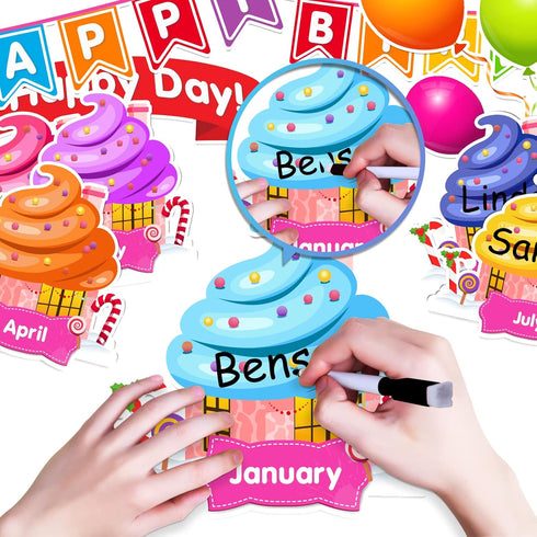 EAMAY Happy Birthday Bulletin Board Sets, Preschool & Kindergarten Classroom Decorations, Back to School Classroom Supplies, Cardstock Colorful Cu...