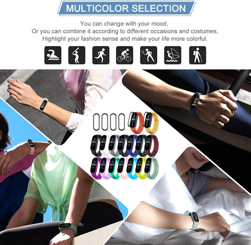 20 Pieces Strap Replacement Compatible with Xiaomi Mi Band 6 / Amazfit Band 5, Bracelet Wristbands Silicone for Mi Fit 5 Straps (16 Colors + 4 Scr...
