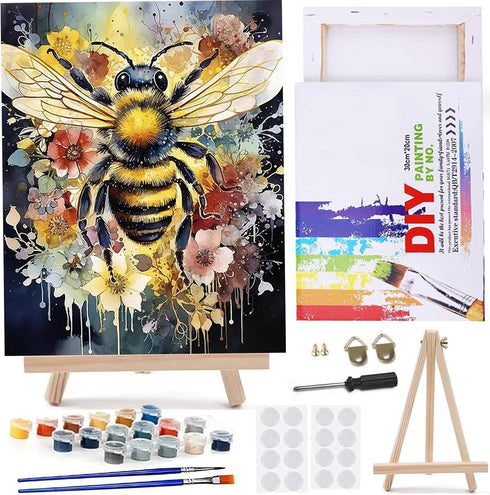 MaiMMaledy Paint by Numbers Kit for Adults Beginners 12Wx8L inch Canvas Pictures with Framed Drawing Painting Works with Wooden Triangle Easel Acr...