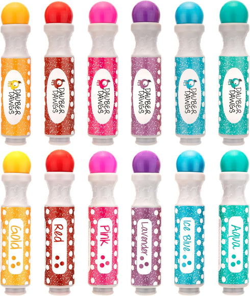 Washable Glitter Dot Markers, 6 Pack For Kids, Preschool Children Arts Crafts Supplies Kit, Kindergarten Toddler Art Activities Gift Set, Holiday ...