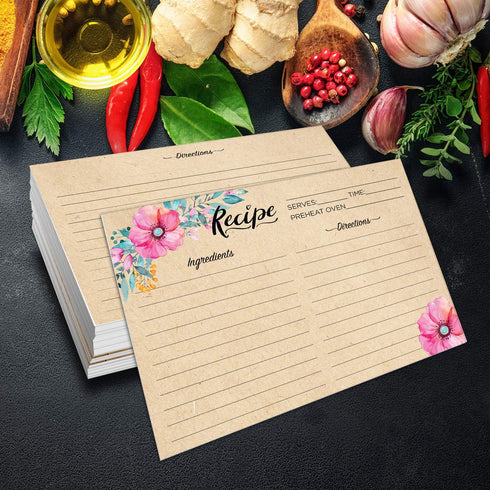Double Sided Recipe Cards 4x6 Inch, Set of 50 Thick Cardstock Recipe Cards with Lines, Easy To Write On Smooth Surface, Line Printed, Large Writin...