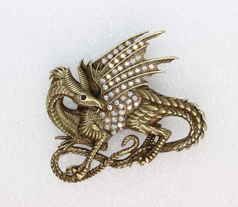 Faship Gorgeous Rhinestone Crystal Flying Dragon Dinosaur Pin Brooch...