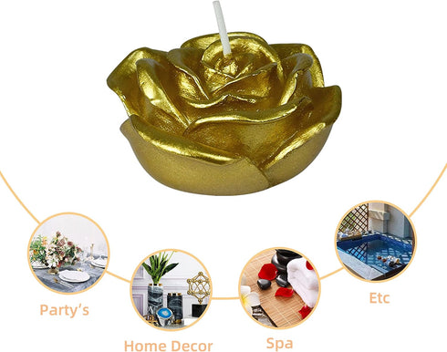 Zest Candle 12-Piece Folding Candles, 3-Inch, Metallic Gold Rose...