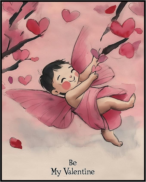 Posterizer 1 pcs-Be My Valentine" with a cute cupid-Valentine's day art-Romantic Art-Holiday Poster Collection-Gift for Couples boyfriend girlfrie...