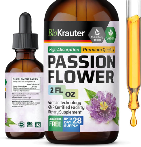 Passionflower Tincture - Organic Passion Flower Extract for Mood Support - Alcohol and Sugar Free - Vegan Drops 2 Fl.Oz....