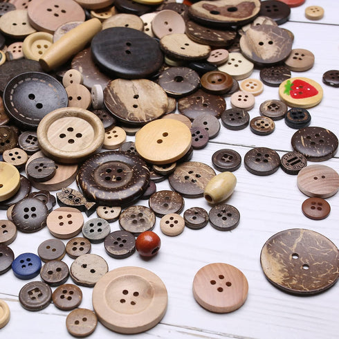 about 400 wood coconut shell button resin buttons, sewing DIY craft buttons, hand-painted decorative buttons...
