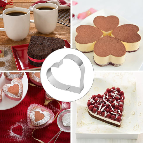 Heart Cookie Cutter Set - 6 Piece - 3 4/5", 3 1/5", 2 4/5", 2 3/5", 2 1/5", 1 4/5" - Heart Shaped Cookie Cutters, Stainless Steel Biscuit Pastry C...