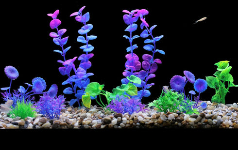 AQUANEAT Fish Tank Accessories,Fish Tank Plants, Aquarium Decorations Green Plants, 10pcs Purple Fish Tank Decorations...
