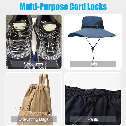 Plastic Cord Locks Double Hole Spring Toggle Stopper for Shoelaces, Drawstrings, Paracord, Bags, Clothing, Black...