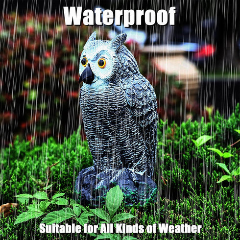 SolisConvene Fake Owl Garden Statue Fake, Owl Scarecrow Sculpture to Frighten Birds, Plastic Owls Devices to Scare Birds Away for Outdoor Decor,Ho...