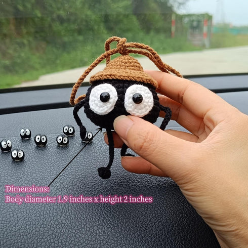 Cute Soot Sprite Elf Car Decor, Anime Rear View Mirror Car Accessories Hanging Ornament, Car Charm Dashboard Decorations Funny Gifts for Women Men...
