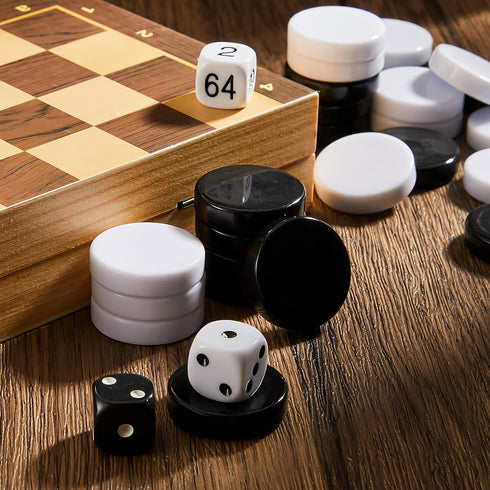 30 Pieces Backgammon Pieces Checkers 1.25 Inch Replacement Checkers Board Game Pieces Playing Game Chips with 5 Dice and Drawstring Storage Pouch ...