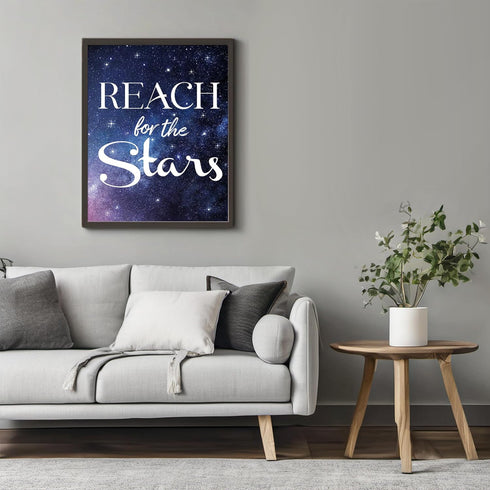 Posterizer 1 pcs-reach for the stars-encouraging quote-Kids Room Art-Motivational & Inspirational Art-decor for nursery toddlers kids room- UNFRAM...