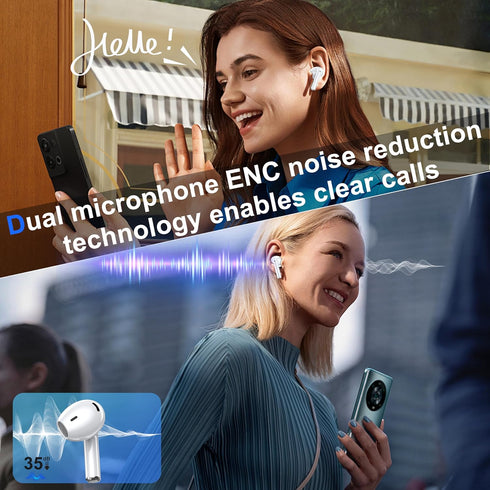 Ear Buds Wireless Earbuds Bluetooth 5.3 Headphones, in-Ear Earbuds with Charging Case ENC Dual Mic Talk Noise Canceling Touch Control Sports Wirel...