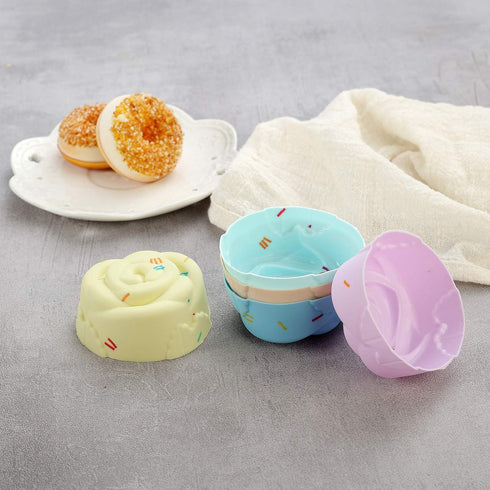 40PCS Silicone Cupcake Baking Cups Set Silicone Baking Cups For Baking, Including 8 Shapes Silicone Muffin Cups Cupcake Molds (Round, Square, Star...