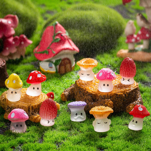 24pcs Mini Mushrooms Cute Resin Tiny Mushrooms Statue Fake Miniature Mushroom Figurines for Fairy Garden Terrarium Accessories Decor Micro Landsca...