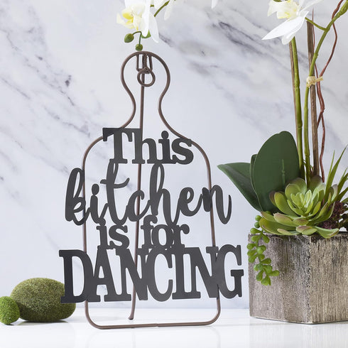 Elements 8.5x0.5x12.38 Inch Metal This Kitchen is for Dancing Easel...