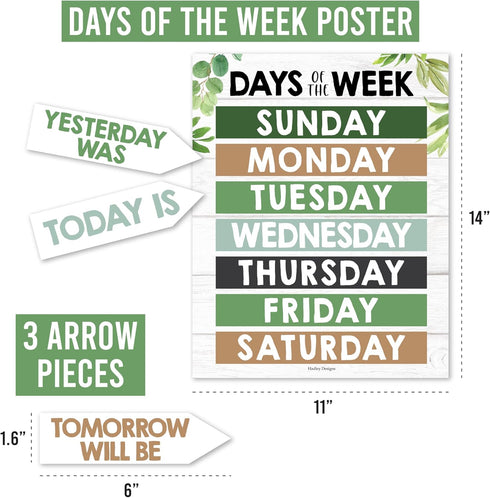 Hadley Designs Farmhouse Classroom Calendar Set Bulletin Board Sets For Teachers - Bulletin Board Calendar, School Calendar For Classroom, Classro...