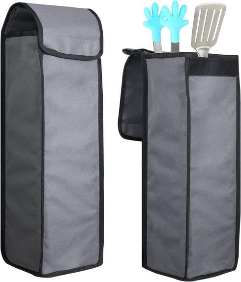 Grill Utensil Accessory Storage Bag Grey Waterproof BBQ Tool Storage Bags Grill Tools Foldable Barbecue Appliance Bracket Bag for Camping Hiking B...