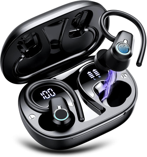 Wireless Earbuds, 2023 Bluetooth Headphones 5.3 Sport, 50H Ear buds with Earhooks, Dual LED Display Bluetooth Earbuds, Deep Bass Stereo Noise Canc...