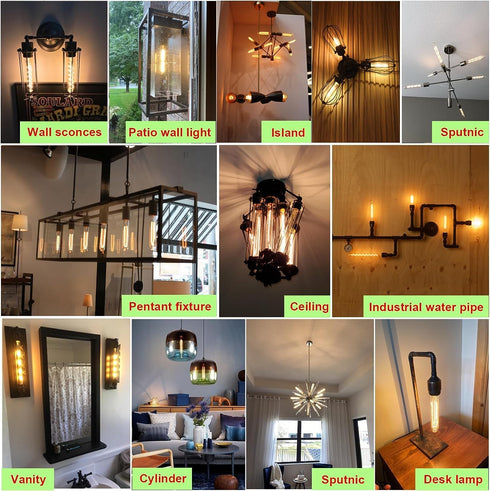 7.3 Inch E26 Led Bulb 60 watt Dimmable,3000K Warm White Edison Bulbs,6W Tubular T10 Long Clear Glass Light Bulb for Rustic Pendant,Industrial Pipe...