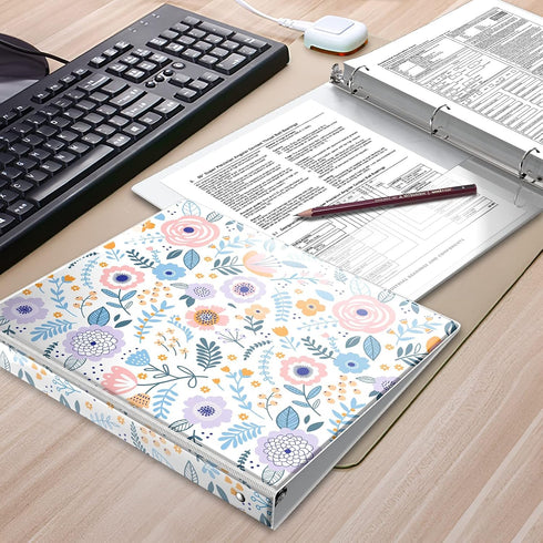 Cute Binder 1 Inch 3 Ring Trapper Keeper Binders with Clear Interior Pockets for Letter-Size(11" x 8.5") Paper,Aesthetic Three Ring Binder for Stu...