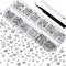 2000 Pieces Flat Back Gems Rhinestones 6 Sizes (1.5-6 Mm) Round Crystal with Pick up Tweezer and Rhinestones Picking Pen for Crafts Nail Clothes S...