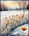 Posterizer 1 pcs-snowy winter flowers scene in oil painting style-9-Floral & Botanical Art-Landscape & Nature Art-Living Room Bedroom Decor- unfra...