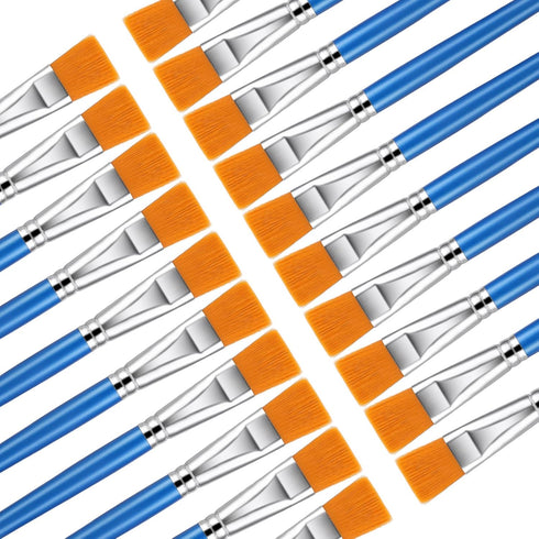 20 Pcs Flat Paint Brushes for Acrylic Painting, 1 Inch Art Paint Brushes Artist Painting Brush for Acrylic Watercolor Oil Detail Painting...