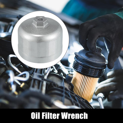 X AUTOHAUX 86mm 16 Flutes Car Oil Filter Wrench Oil Filter Socket Wrench Housing Cap Socket Remover Tools for BMW for Volvo Silver Tone...