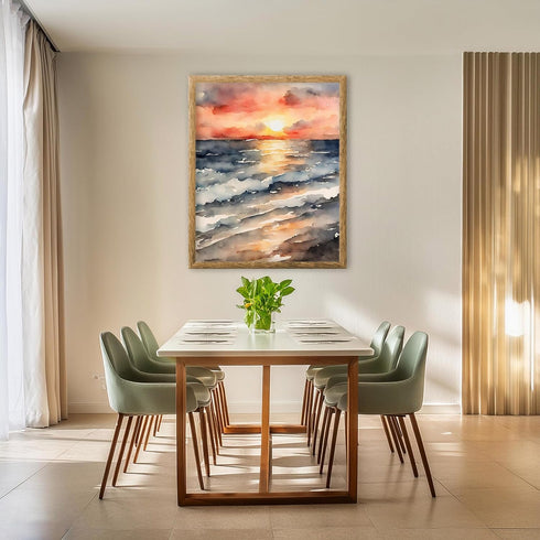 Posterizer 1 pcs- sea and beach themed oil painting style print 14-Landscape & Nature Art-Floral Botanical Art- Decor for Home & Office- unframed ...