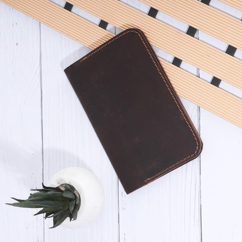 Leather Journal Cover for Field Notes, Notebook Cover for Cahier, Wallet Case, (3.5 x 5.5 in.) Cards Slot/Refillable Travelers Pocket Notebook Han...