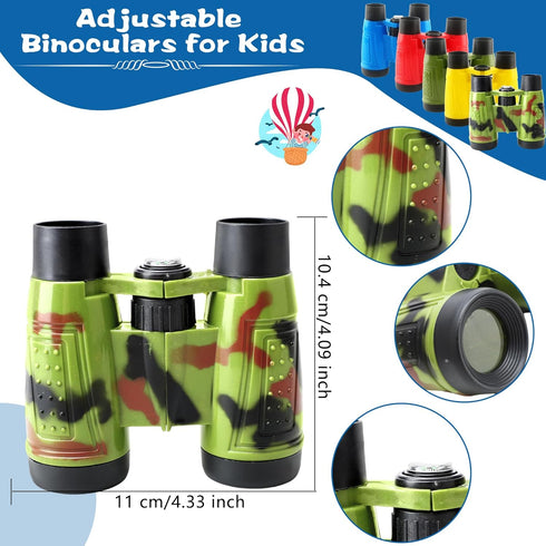 10 Pcs Kids Jungle Binoculars Small Novelty Shock Proof Compact Safari Binoculars Toys with Compass and Neck String for Explorers Gifts Outdoor Ca...