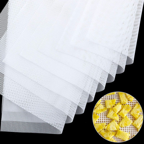 Blulu 8 Pieces Silicone Dehydrator Sheets Mesh Dehydrator Trays Non-stick Food Fruit Mats Reusable Steamer Mesh Mat for Fruit Food Dryer Square 14...