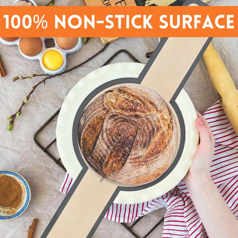 3 Set Grey Large Silicone Bread Sling Oval and Round for Dutch Oven, Non-Stick & Easy to Clean Reusable Silicone Sourdough Bread Sling with Extra ...